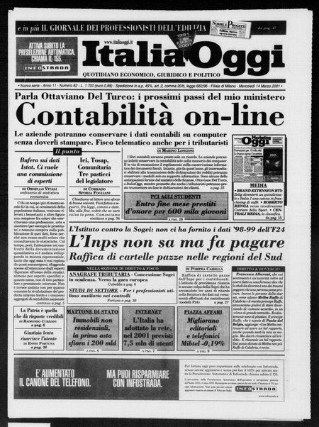 Italia oggi : quotidiano di economia finanza e politica